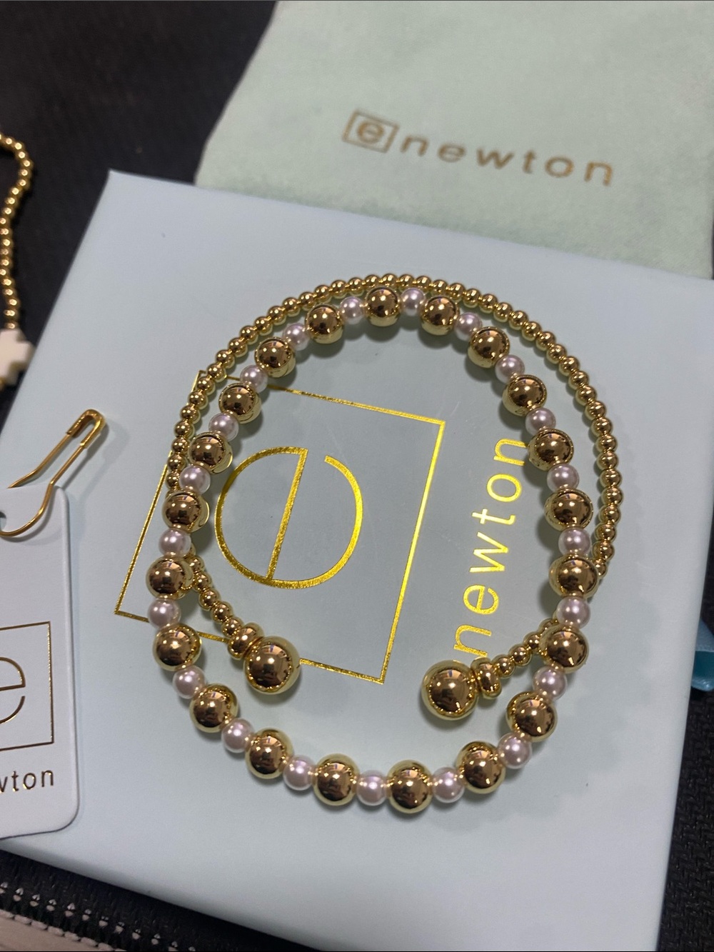 enewton Gold and Cream Cross Bead Bracelet Set - Picture 5 of 6